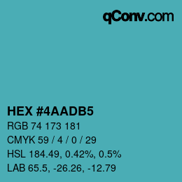 カラーコード: HEX #4AADB5 | qconv.com