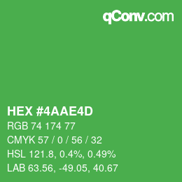 Color code: HEX #4AAE4D | qconv.com