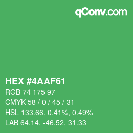 Color code: HEX #4AAF61 | qconv.com