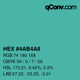 Color code: HEX #4AB4A8 | qconv.com