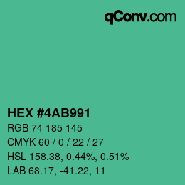 カラーコード: HEX #4AB991 | qconv.com