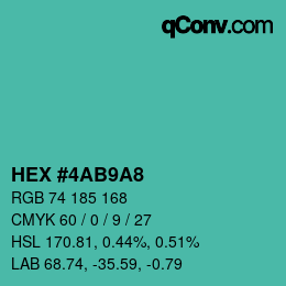 カラーコード: HEX #4AB9A8 | qconv.com