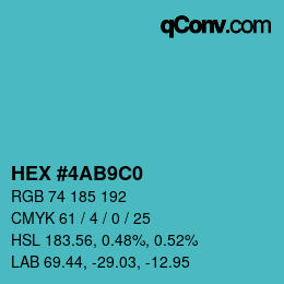 Color code: HEX #4AB9C0 | qconv.com