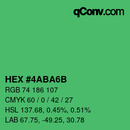 カラーコード: HEX #4ABA6B | qconv.com