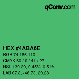 Color code: HEX #4ABA6E | qconv.com