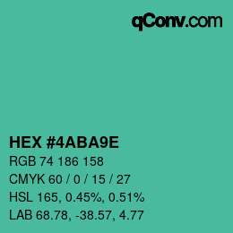 Color code: HEX #4ABA9E | qconv.com