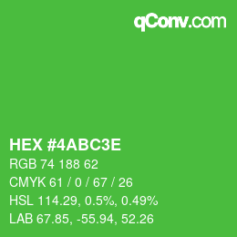 カラーコード: HEX #4ABC3E | qconv.com