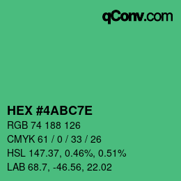 Color code: HEX #4ABC7E | qconv.com