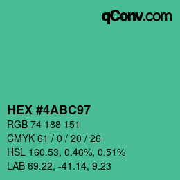 カラーコード: HEX #4ABC97 | qconv.com