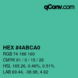 Color code: HEX #4ABCA0 | qconv.com