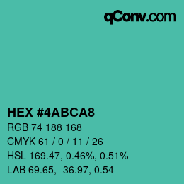 Color code: HEX #4ABCA8 | qconv.com