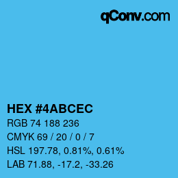 Color code: HEX #4ABCEC | qconv.com