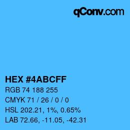 カラーコード: HEX #4ABCFF | qconv.com