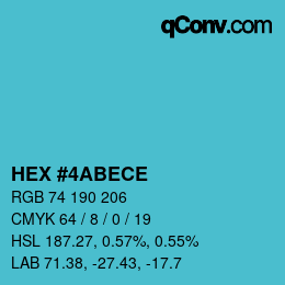 Color code: HEX #4ABECE | qconv.com