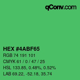 Code couleur: HEX #4ABF65 | qconv.com