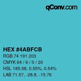 Color code: HEX #4ABFCB | qconv.com
