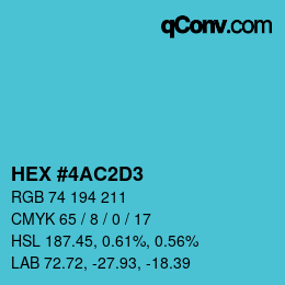 颜色代码: HEX #4AC2D3 | qconv.com