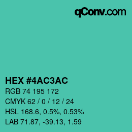 カラーコード: HEX #4AC3AC | qconv.com