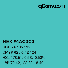 Color code: HEX #4AC3C0 | qconv.com