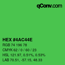 Color code: HEX #4AC44E | qconv.com
