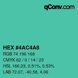 颜色代码: HEX #4AC4A8 | qconv.com