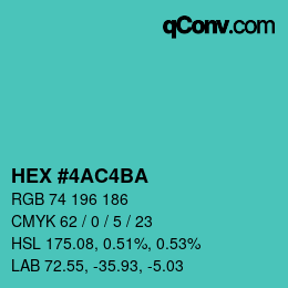 颜色代码: HEX #4AC4BA | qconv.com