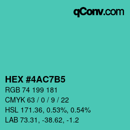 カラーコード: HEX #4AC7B5 | qconv.com