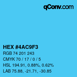 Código de color: HEX #4AC9F3 | qconv.com