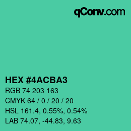 颜色代码: HEX #4ACBA3 | qconv.com