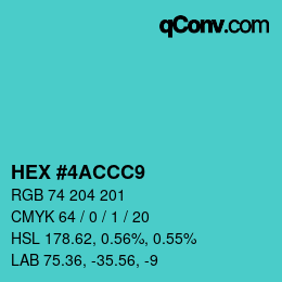 カラーコード: HEX #4ACCC9 | qconv.com