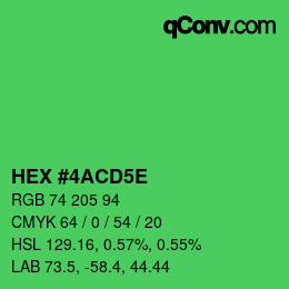 Farbcode: HEX #4ACD5E | qconv.com