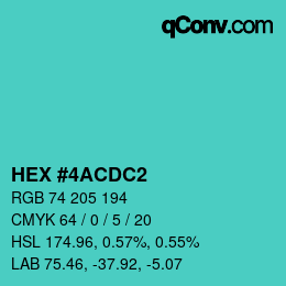 Color code: HEX #4ACDC2 | qconv.com