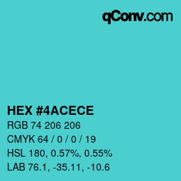 Color code: HEX #4ACECE | qconv.com