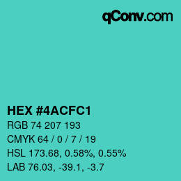 颜色代码: HEX #4ACFC1 | qconv.com