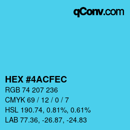カラーコード: HEX #4ACFEC | qconv.com