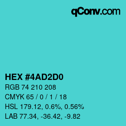 カラーコード: HEX #4AD2D0 | qconv.com