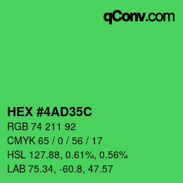 カラーコード: HEX #4AD35C | qconv.com