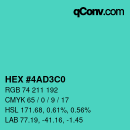カラーコード: HEX #4AD3C0 | qconv.com