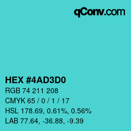 カラーコード: HEX #4AD3D0 | qconv.com