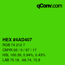 Farbcode: HEX #4AD407 | qconv.com