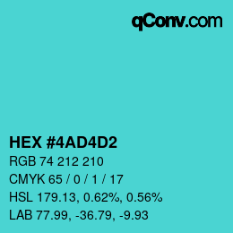 カラーコード: HEX #4AD4D2 | qconv.com