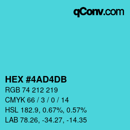 Color code: HEX #4AD4DB | qconv.com