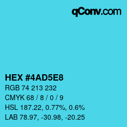 Código de color: HEX #4AD5E8 | qconv.com
