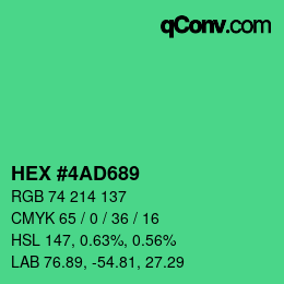 颜色代码: HEX #4AD689 | qconv.com