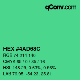 Color code: HEX #4AD68C | qconv.com