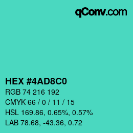 Color code: HEX #4AD8C0 | qconv.com