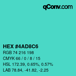 Color code: HEX #4AD8C6 | qconv.com