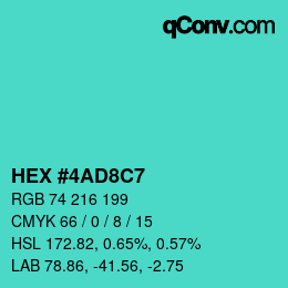 Color code: HEX #4AD8C7 | qconv.com