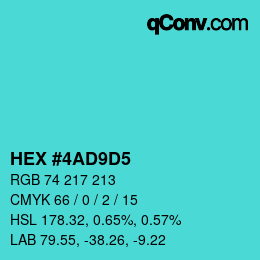 Color code: HEX #4AD9D5 | qconv.com