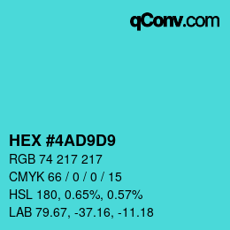 Color code: HEX #4AD9D9 | qconv.com